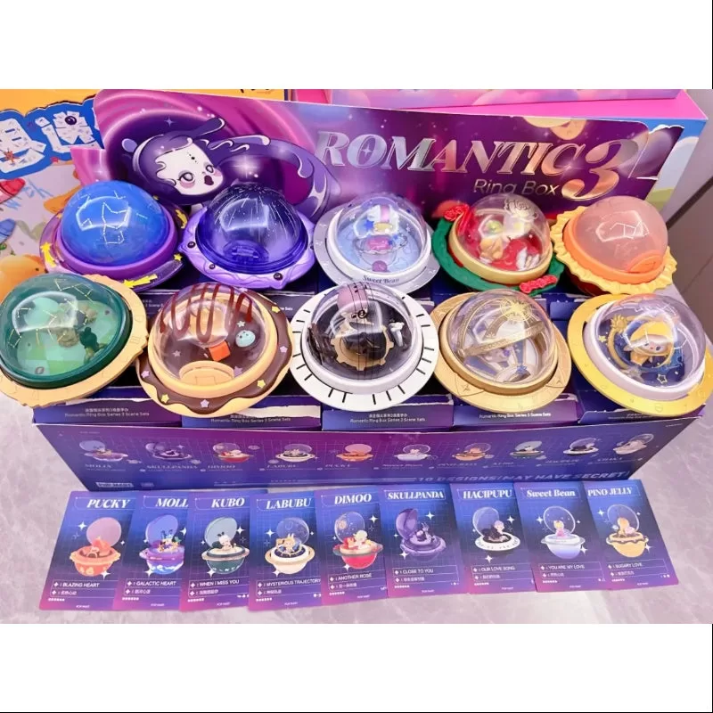 Caja de anillos romántica Pop Mart Serie 3, conjunto completo abierto