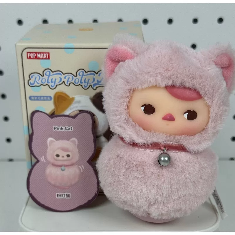 Gato de peluche rosa de vinilo de la serie PUCKY Roly Poly Kitty