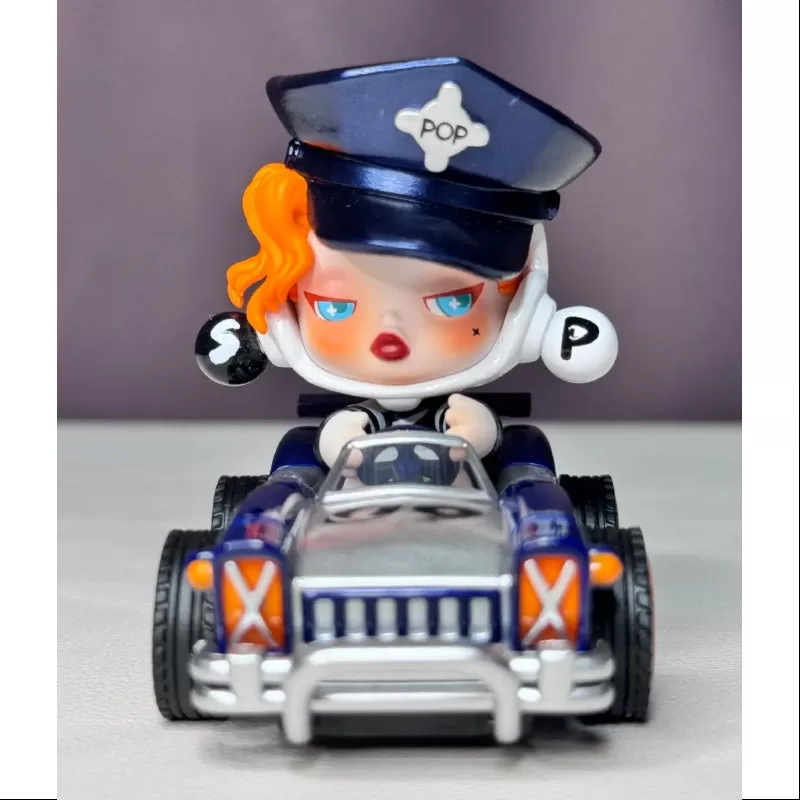 Skullpanda Pop Mart PopCar Super Track Series Skullpanda COCHE DE POLICÍA VINTAGE
